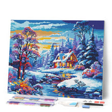 Load image into Gallery viewer, Diamond Painting - Winter River Cottage 40x50cm canvas already framed