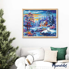 Load image into Gallery viewer, Diamond Painting - Winter River Cottage 40x50cm canvas already framed