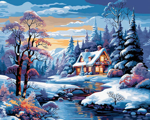 Diamond Painting - Winter River Cottage