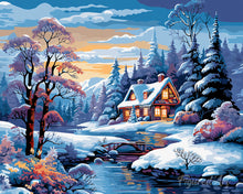 Load image into Gallery viewer, Diamond Painting - Winter River Cottage 40x50cm canvas already framed