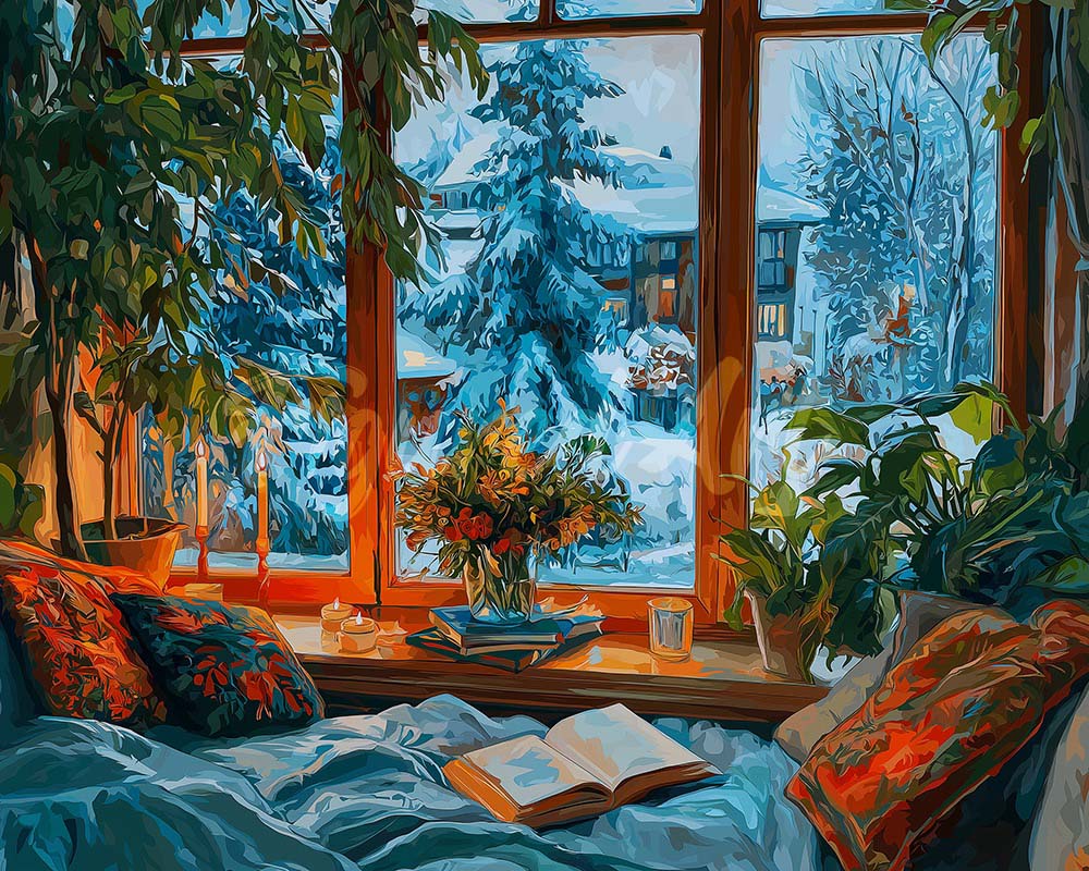 Diamond Painting - Cosy Winter Evening 40x50cm canvas already framed