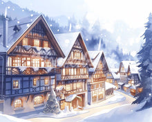 Load image into Gallery viewer, Diamond Painting - Snowy Village in Watercolour