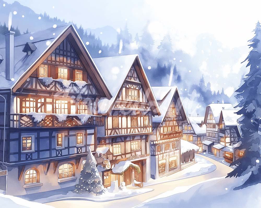 Diamond Painting - Snowy Village in Watercolour