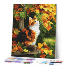 Load image into Gallery viewer, Diamond Painting - Calico Cat in Autumn