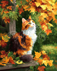 Diamond Painting - Calico Cat in Autumn