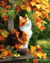 Load image into Gallery viewer, Diamond Painting - Calico Cat in Autumn