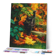 Load image into Gallery viewer, Diamond Painting - Black Cat in Autumn