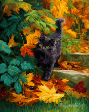 Load image into Gallery viewer, Diamond Painting - Black Cat in Autumn