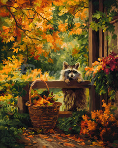 Diamond Painting - Cute Raccoon in Autumn