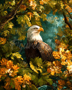 Diamond Painting - Eagle Among Golden Leaves