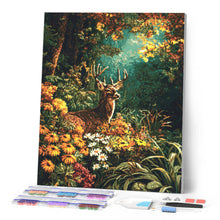 Load image into Gallery viewer, Diamond Painting - Deer Among Autumn Blooms