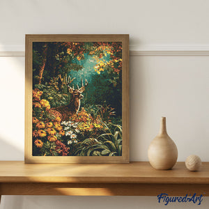 Diamond Painting - Deer Among Autumn Blooms