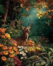 Load image into Gallery viewer, Diamond Painting - Deer Among Autumn Blooms