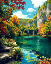 Load image into Gallery viewer, Diamond Painting - Emerald Lake in Autumn