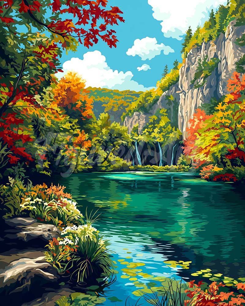 Diamond Painting - Emerald Lake in Autumn