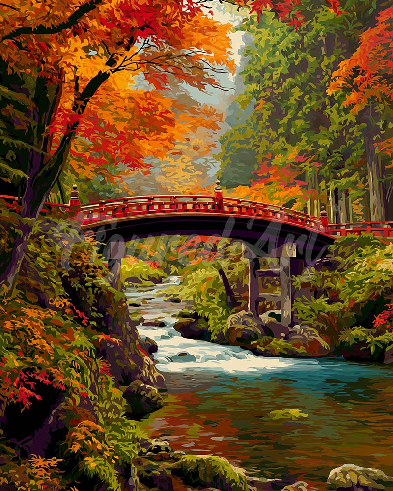 Diamond Painting - Autumn Red Bridge in Japan