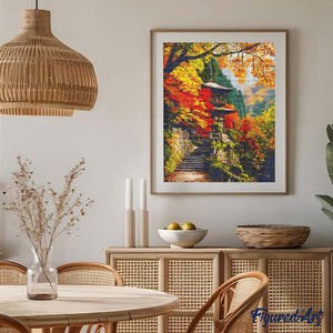 Diamond Painting - Japanese Pagoda in Autumn