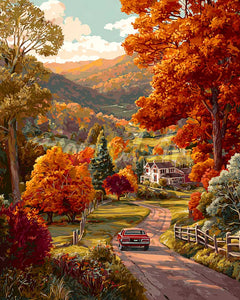 Diamond Painting - Country Road in Autumn