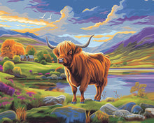 Load image into Gallery viewer, Diamond Painting - Highland Cow Painted Skies