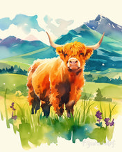 Load image into Gallery viewer, Diamond Painting - Highland Cow Pastel Valley