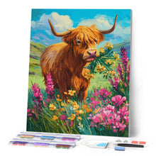 Load image into Gallery viewer, Diamond Painting - Highland Cow Flower Bliss