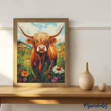 Load image into Gallery viewer, Diamond Painting - Highland Cow Wildflower Portrait