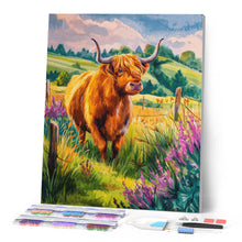 Load image into Gallery viewer, Diamond Painting - Highland Cow Countryside