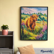 Load image into Gallery viewer, Diamond Painting - Highland Cow Countryside
