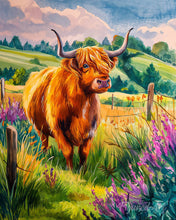Load image into Gallery viewer, Diamond Painting - Highland Cow Countryside