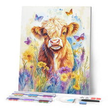 Load image into Gallery viewer, Diamond Painting - Highland Cow with Butterflies