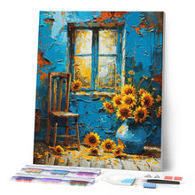 Load image into Gallery viewer, Diamond Painting - Sunflowers by Blue Window