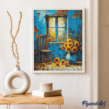 Load image into Gallery viewer, Diamond Painting - Sunflowers by Blue Window