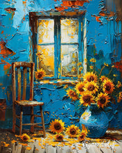 Load image into Gallery viewer, Diamond Painting - Sunflowers by Blue Window