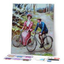 Load image into Gallery viewer, Diamond Painting - Vintage Couple Cycling Painting