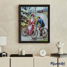 Load image into Gallery viewer, Diamond Painting - Vintage Couple Cycling Painting