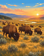 Load image into Gallery viewer, Diamond Painting - Yellowstone National Park, Lamar Valley Bison - Wyoming