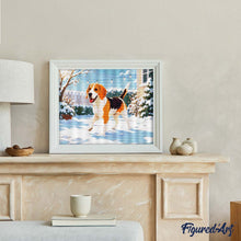 Load image into Gallery viewer, Diamond Painting - Beagle in the Snow
