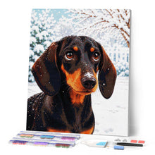 Load image into Gallery viewer, Diamond Painting - Winter Dachshund Portrait