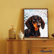 Load image into Gallery viewer, Diamond Painting - Winter Dachshund Portrait