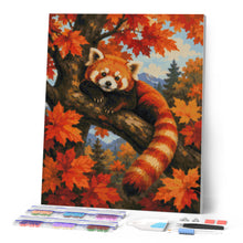 Load image into Gallery viewer, Diamond Painting - Red Panda in a Maple Tree