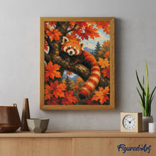 Load image into Gallery viewer, Diamond Painting - Red Panda in a Maple Tree