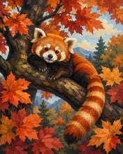 Load image into Gallery viewer, Diamond Painting - Red Panda in a Maple Tree