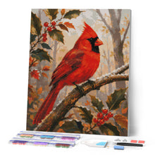 Load image into Gallery viewer, Diamond Painting - Red Cardinal on a Frosted Branch