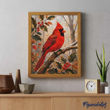 Load image into Gallery viewer, Diamond Painting - Red Cardinal on a Frosted Branch