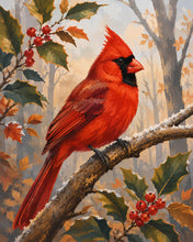Load image into Gallery viewer, Diamond Painting - Red Cardinal on a Frosted Branch