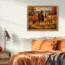 Load image into Gallery viewer, Diamond Painting - Horses in the Autumn Meadow