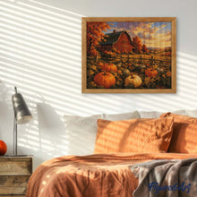 Load image into Gallery viewer, Diamond Painting - Pumpkin Patch and Red Barn at Golden Hour