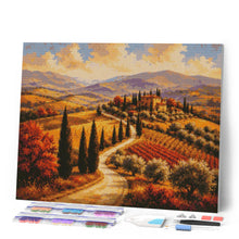 Load image into Gallery viewer, Diamond Painting - Tuscan Hills with Cypress Trees
