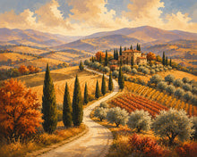 Load image into Gallery viewer, Diamond Painting - Tuscan Hills with Cypress Trees