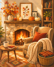 Load image into Gallery viewer, Diamond Painting - Cozy Fireplace with Knitted Throw